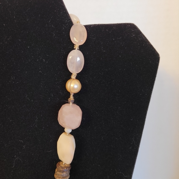 Silpada Rose Quartz Gemstone Chunky Necklace Silver Clasp 19" - Picture 7 of 10